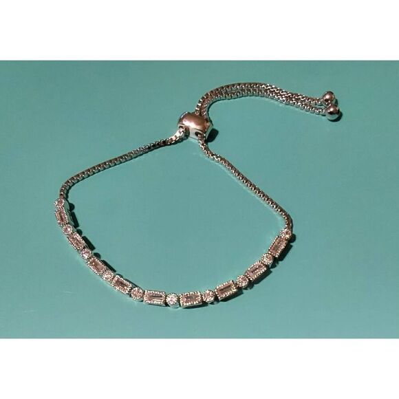 New~Emerald & Round Cut Milgrain Beaded Sim Diamond Bolo Style Bracelet - Picture 1 of 4